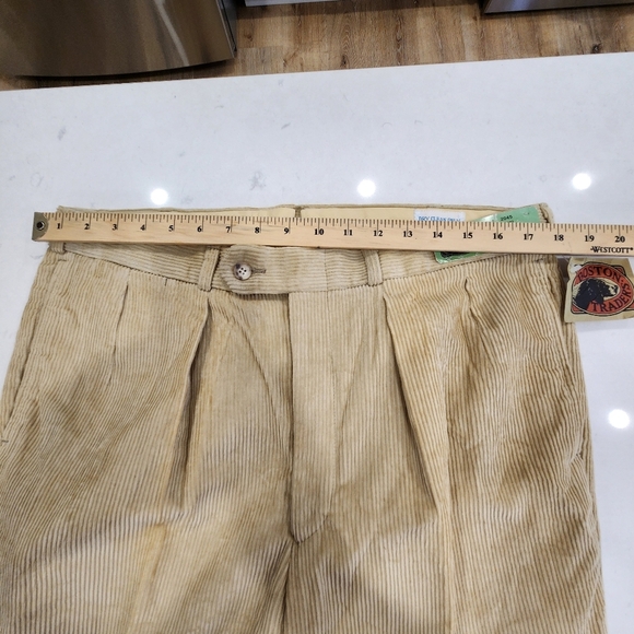 NWT Boston Traders Corduroy Pants Mens 36x37 Khaki Raw Hem Vintage Deadstock - Picture 9 of 13